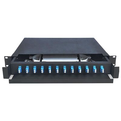 1U 12 항구 광 섬유용 패치 패널 LC 두 부분으로 된 광섬유 단자함