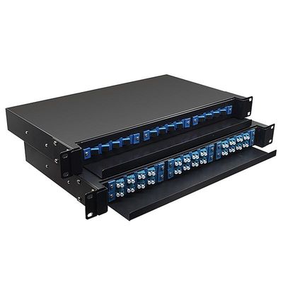 19 &quot; 24 공항 광 섬유용 패치 패널 실내 랙은 1U ODF 24 핵심을 탑재합니다