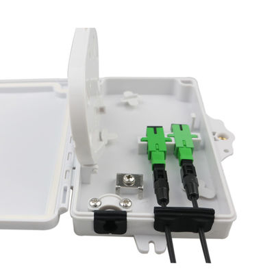 2Port 광섬유 터미널 박스 FTTH 야외/실내 PC ABS 재질 밝은 회색
