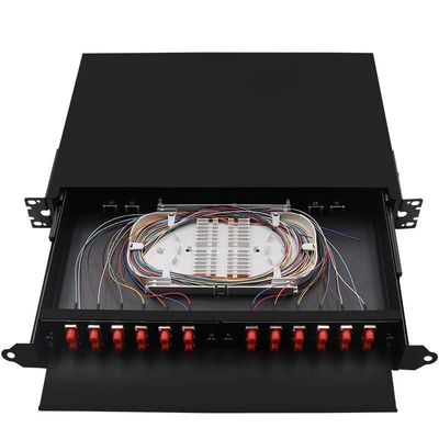 검은 선반 장착 섬유 단자 박스 FC 플러그반 ODF 24Core