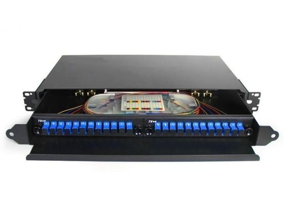 검은 선반 장착 섬유 단자 박스 FC 플러그반 ODF 24Core
