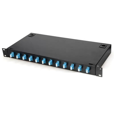 금속 선반 장착 플러그반 12 LC 두 부분으로 된 연결기 FTTH 단자 박스