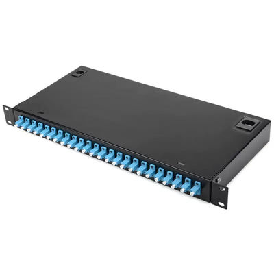 랙 마운트 플러그반 금속 FTTH 월마운트 단자 박스 24 LC 두 부분으로 된 연결기